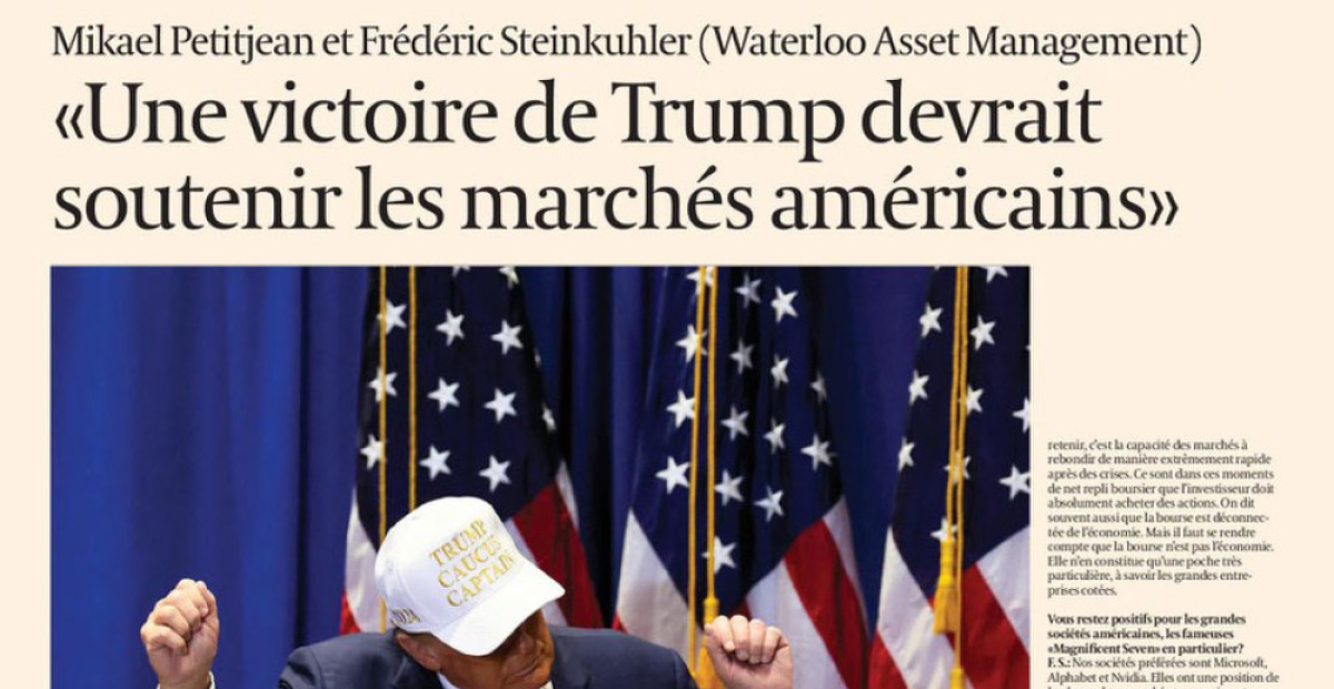 <b>L'écho - 26 jan 2024 -</b> Une victoire de Trump devrait soutenir les marchés américains.